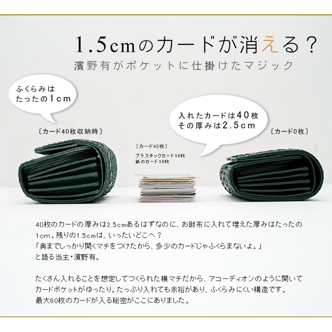 傳濱野】てのひらに贅沢を、カードが最大40枚入るパイソン革の二つ折