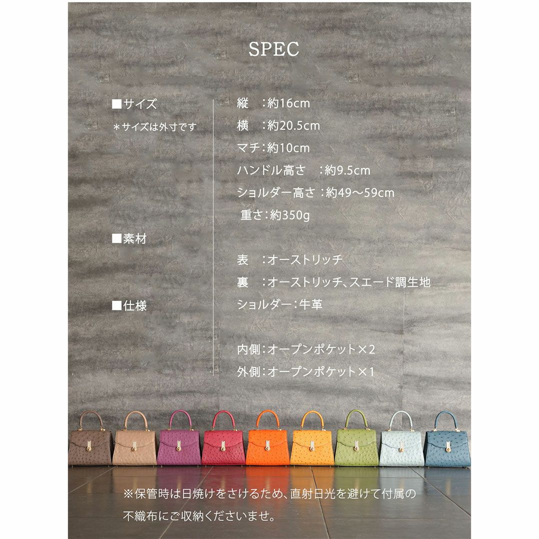 【傳濱野】《Luxury Line》ジュエリーライクなオーストリッチに、王室愛用モデル金具を添えたワンハンドルバッグAlicia Struzzo（アリシアストラッツォ）